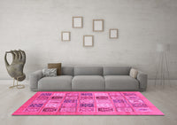 Machine Washable Abstract Pink Modern Rug, wshabs3719pnk