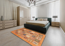 Abstract Orange Modern Rug in a Bedroom, abs3719