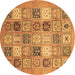 Round Machine Washable Abstract Brown Modern Rug, wshabs3719brn