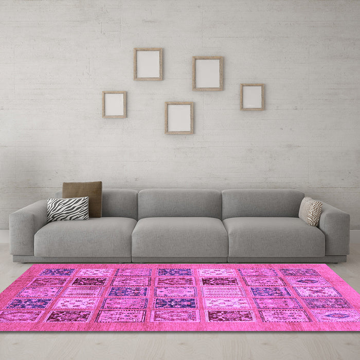 Machine Washable Abstract Purple Modern Area Rugs in a Living Room, wshabs3719pur