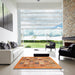 Square Machine Washable Abstract Orange Rug in a Living Room, wshabs3719