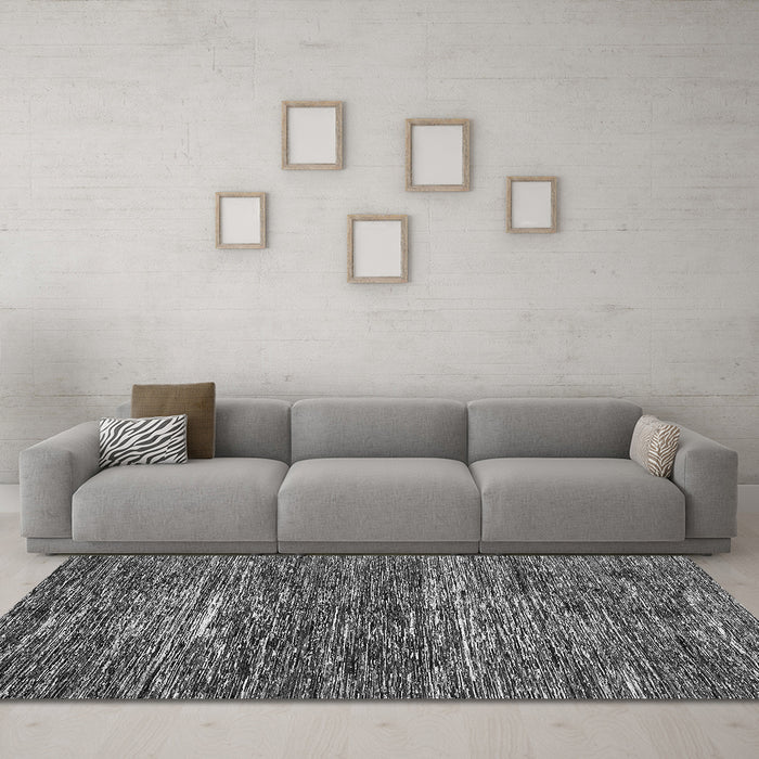 Machine Washable Abstract Gray Modern Rug in a Living Room,, wshabs371gry