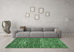 Machine Washable Abstract Emerald Green Modern Area Rugs in a Living Room,, wshabs371emgrn