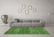 Machine Washable Abstract Green Modern Area Rugs in a Living Room,, wshabs371grn