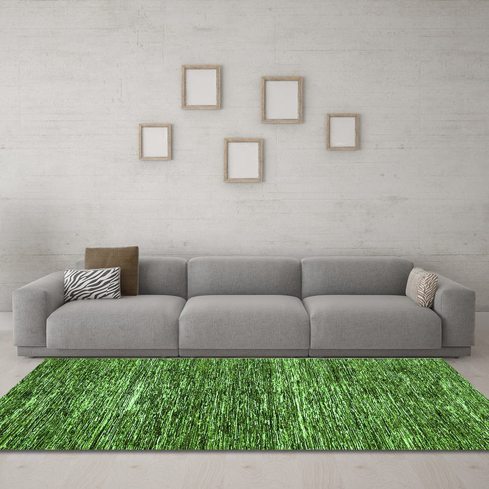 Machine Washable Abstract Green Modern Area Rugs in a Living Room,, wshabs371grn