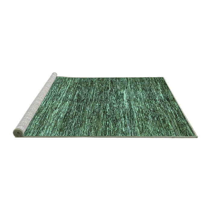 Sideview of Machine Washable Abstract Turquoise Modern Area Rugs, wshabs371turq