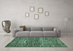 Machine Washable Abstract Turquoise Modern Area Rugs in a Living Room,, wshabs371turq