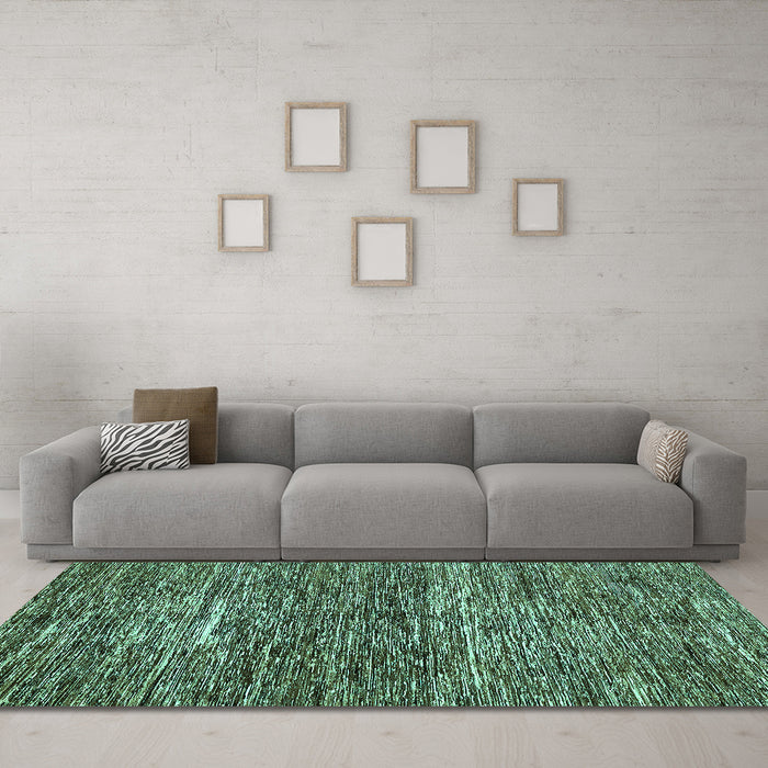 Machine Washable Abstract Turquoise Modern Area Rugs in a Living Room,, wshabs371turq