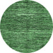 Round Abstract Emerald Green Modern Rug, abs371emgrn