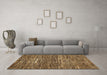 Machine Washable Abstract Brown Modern Rug in a Living Room,, wshabs371brn