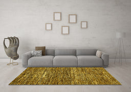 Machine Washable Abstract Yellow Modern Rug in a Living Room, wshabs371yw