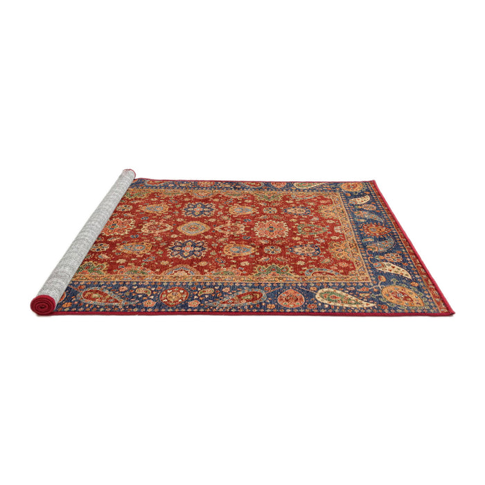 Sideview of Machine Washable Abstract Red Rug, wshabs3720