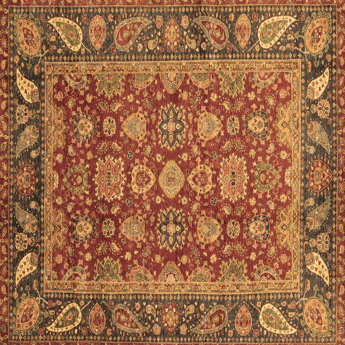 Square Machine Washable Oriental Brown Traditional Rug, wshabs3720brn