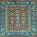 Square Machine Washable Oriental Light Blue Traditional Rug, wshabs3720lblu