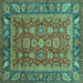 Square Oriental Turquoise Traditional Rug, abs3720turq