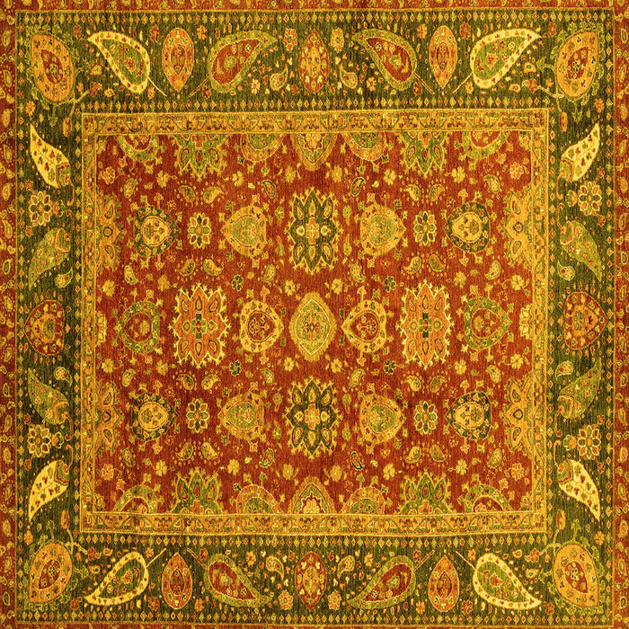 Square Oriental Yellow Traditional Rug, abs3720yw