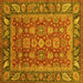 Square Oriental Yellow Traditional Rug, abs3720yw