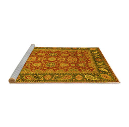 Sideview of Machine Washable Oriental Yellow Traditional Rug, wshabs3720yw