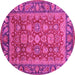 Round Machine Washable Oriental Pink Traditional Rug, wshabs3720pnk