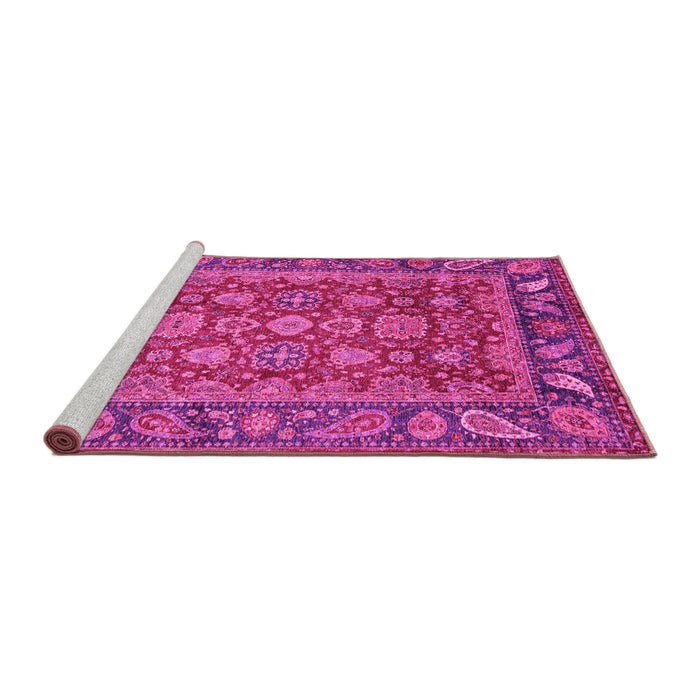 Sideview of Machine Washable Oriental Pink Traditional Rug, wshabs3720pnk