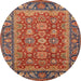 Round Machine Washable Abstract Red Rug, wshabs3720