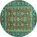 Round Oriental Turquoise Traditional Rug, abs3720turq