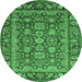 Round Oriental Emerald Green Traditional Rug, abs3720emgrn