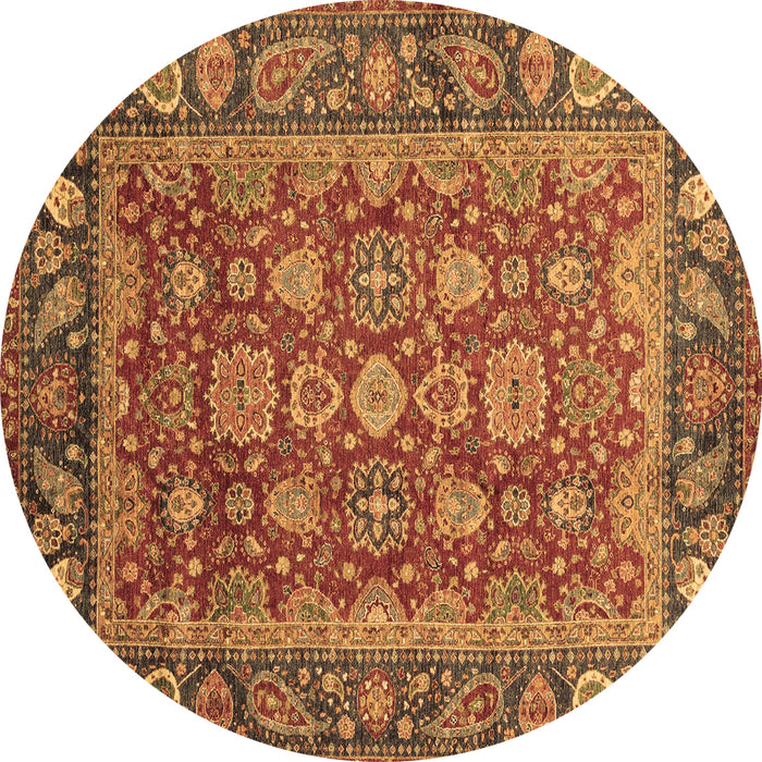 Round Machine Washable Oriental Brown Traditional Rug, wshabs3720brn