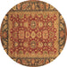 Round Machine Washable Oriental Brown Traditional Rug, wshabs3720brn