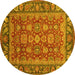 Round Oriental Yellow Traditional Rug, abs3720yw