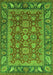 Machine Washable Oriental Green Traditional Area Rugs, wshabs3720grn