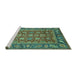 Sideview of Machine Washable Oriental Turquoise Traditional Area Rugs, wshabs3720turq