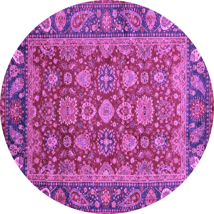 Round Machine Washable Oriental Purple Traditional Area Rugs, wshabs3720pur