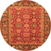 Round Oriental Orange Traditional Rug, abs3720org