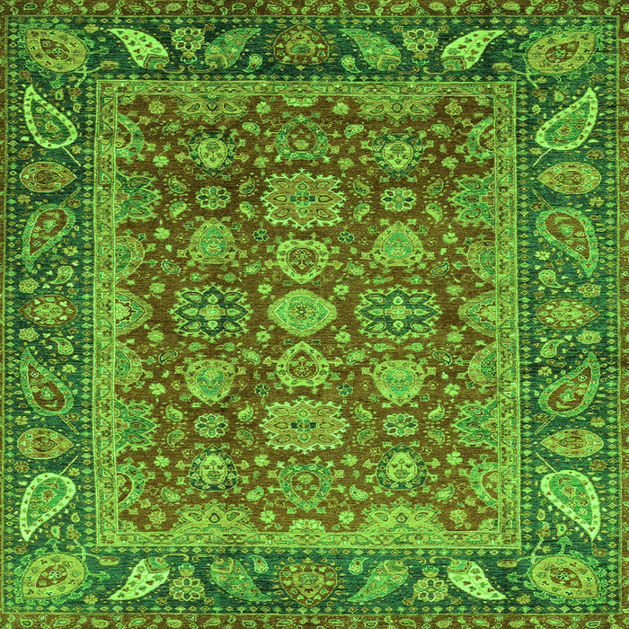 Square Oriental Green Traditional Rug, abs3720grn