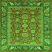 Square Oriental Green Traditional Rug, abs3720grn