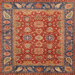 Square Machine Washable Abstract Red Rug, wshabs3720