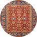 Round Abstract Red Oriental Rug, abs3720