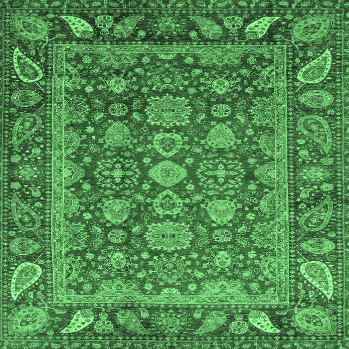 Square Oriental Emerald Green Traditional Rug, abs3720emgrn