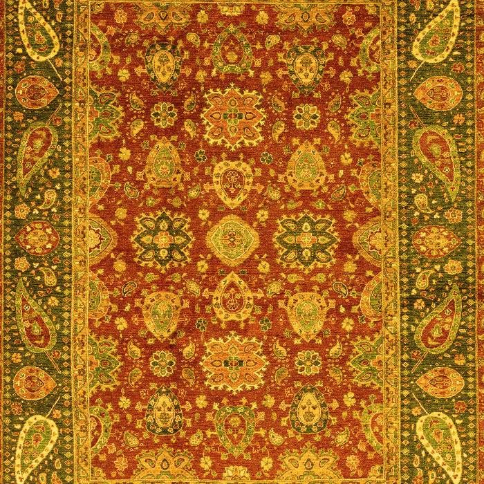 Machine Washable Oriental Yellow Traditional Rug, wshabs3720yw