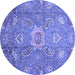 Round Oriental Blue Traditional Rug, abs3721blu