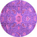 Round Machine Washable Oriental Purple Traditional Area Rugs, wshabs3721pur