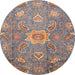 Round Machine Washable Abstract Rosy-Finch Purple Rug, wshabs3721