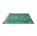 Sideview of Machine Washable Oriental Turquoise Traditional Area Rugs, wshabs3721turq