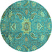 Round Oriental Turquoise Traditional Rug, abs3721turq