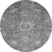 Round Machine Washable Oriental Gray Traditional Rug, wshabs3721gry