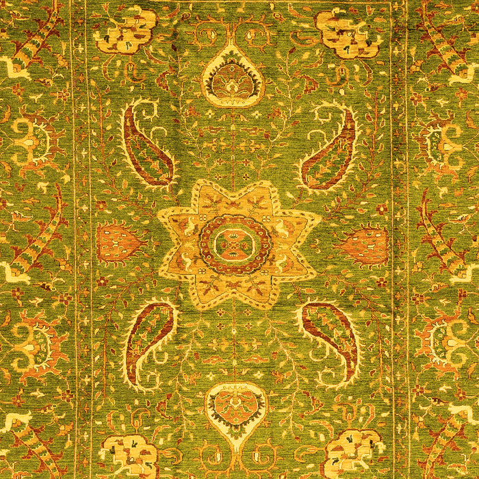 Machine Washable Oriental Yellow Traditional Rug, wshabs3721yw