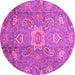 Round Machine Washable Oriental Pink Traditional Rug, wshabs3721pnk