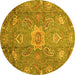 Round Oriental Yellow Traditional Rug, abs3721yw