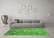 Machine Washable Oriental Green Traditional Area Rugs in a Living Room,, wshabs3721grn